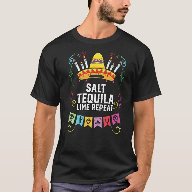 T-shirt Sel Tequila Lime Répéter alcoolique Tequila Boisso (Devant)