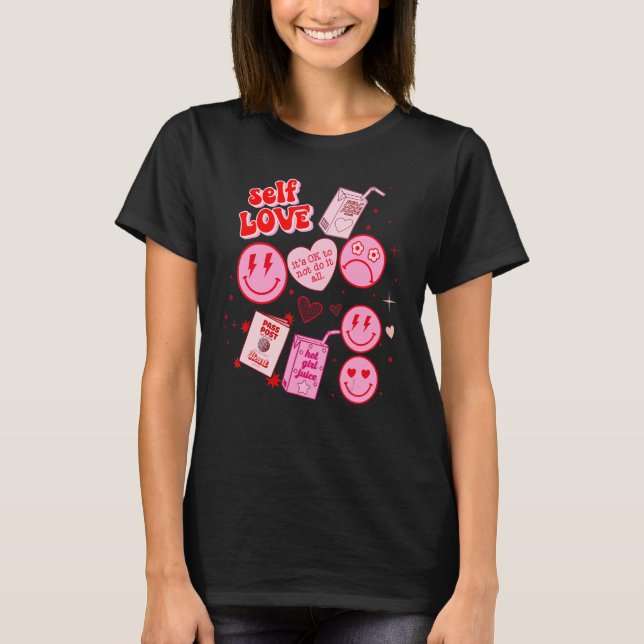 T-shirt Self Love Retro Saint Valentin's Day Happy Face Bo (Devant)