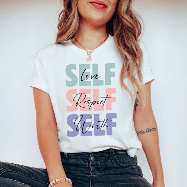 T-shirt Self Love Self Repsect Self Worth typographie (Créateur téléchargé)