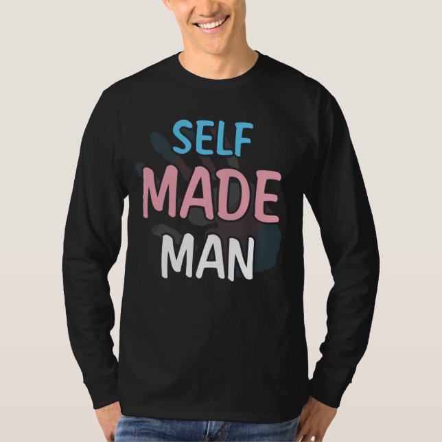 T-shirt Self Made Man Transman LGBT Trans Pride Flag (Devant)