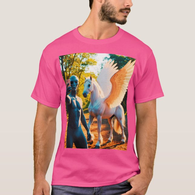 T-shirt Selfie Alien Avec Pegasus (Devant)