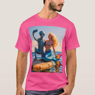 T-shirt Selfie Alien Avec Une Sirène