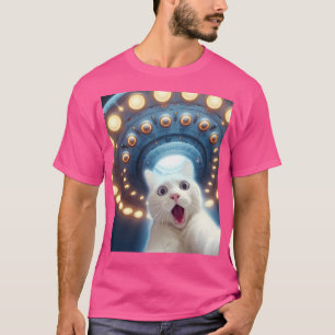 T-shirt Selfie Amoureux des chats Blanc Drôle Avec Flyin A