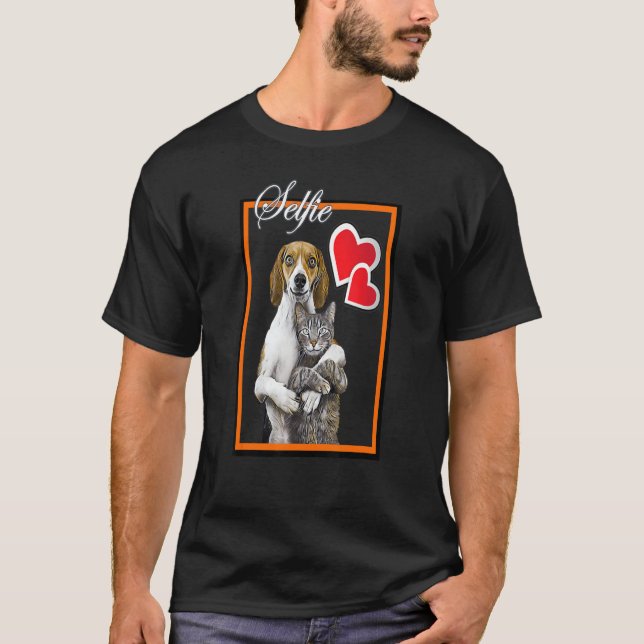 T-shirt Selfie Art Chat Et Chien (Devant)