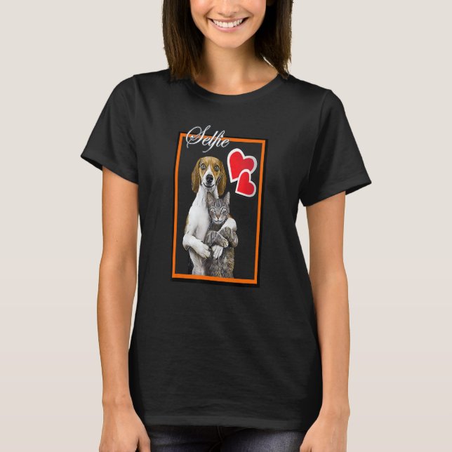 T-shirt Selfie Art Chat Et Chien (Devant)