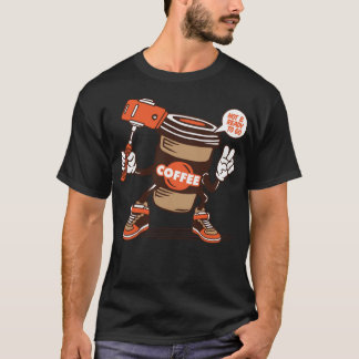 T-shirt Selfie café chaud tasse pour aller