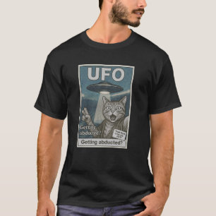 T-shirt Selfie Chat Avec Alien UFO Drôle Alien Graphique A