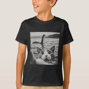 T-shirt Selfie Chat Avec Loin Ness Monster Funny Chats Hom