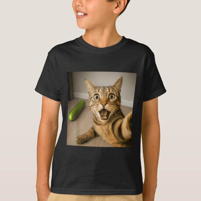 T-shirt Selfie Chat Chocé Drôle Avec Conception De Mème De (Devant)