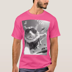T-shirt Selfie Chat De Skydiving Drôle Avec Ufos Alien