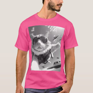 T-shirt Selfie Chat De Skydiving Drôle Avec Ufos Alien