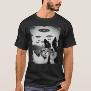 T-shirt Selfie chat et chien avec Alien OVNI