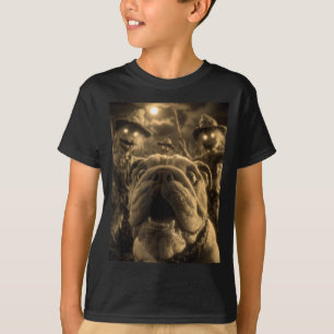 T-shirt Selfie de bouledogue vintage avec des corbeaux eff