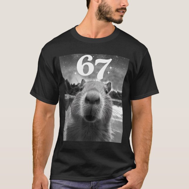 T-shirt Selfie de capybara avec graphique capy mème 67 pou (Devant)