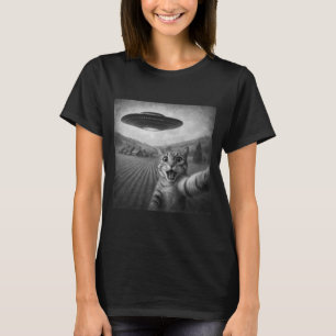 T-shirt Selfie De Chat Avec Alien UFO Drôle Cadeaux De Cha