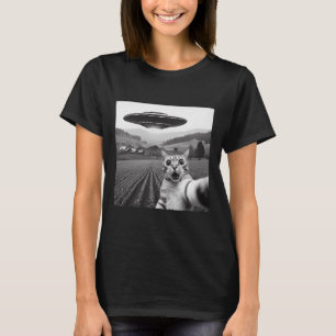 T-shirt Selfie De Chat Avec Alien Ufo Drôle Cadeaux De Cha