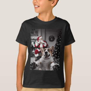 T-shirt Selfie De Chat De Noël Drôle Avec Santa Claus Cute