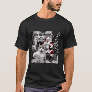 T-shirt Selfie de chat drôle avec Noël Père Noël