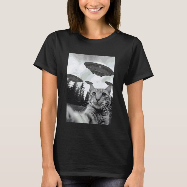 T-shirt Selfie de chat extraterrestre (Devant)