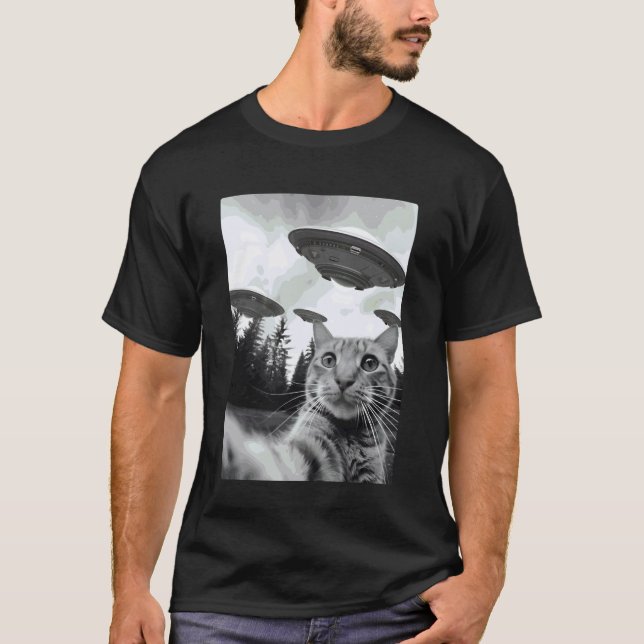 T-shirt Selfie de chat extraterrestre (Devant)