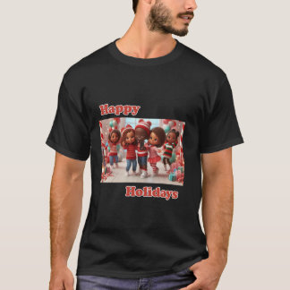 T-shirt Selfie de groupe avec Père Noël Sucre de canne Lan