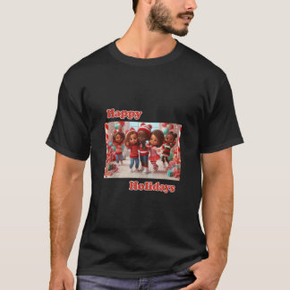 T-shirt Selfie de groupe avec Père Noël Sucre de canne Lan