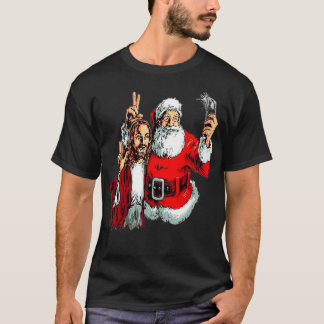 T-shirt selfie de Jésus et Père Noël