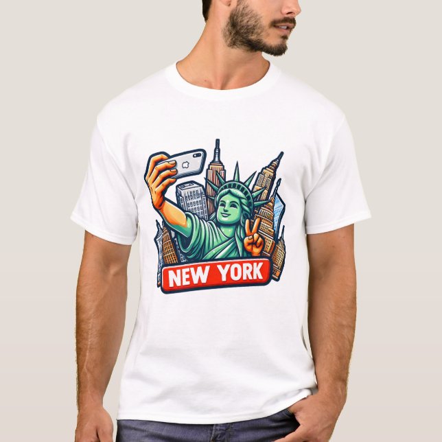 T-shirt Selfie de la statue de la Liberté (Devant)