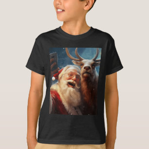 T-shirt Selfie de rennes Père Noël Noël Funny Reindeer Xma