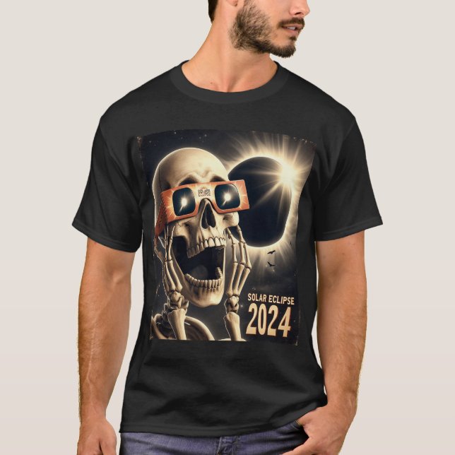 T-shirt Selfie Skeleton Kids Mens Solaire Eclipse 2 (Devant)