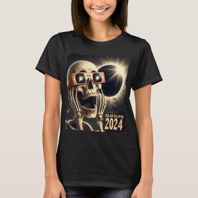 T-shirt Selfie Skeleton Kids Mens Solaire Eclipse 2 (Devant)