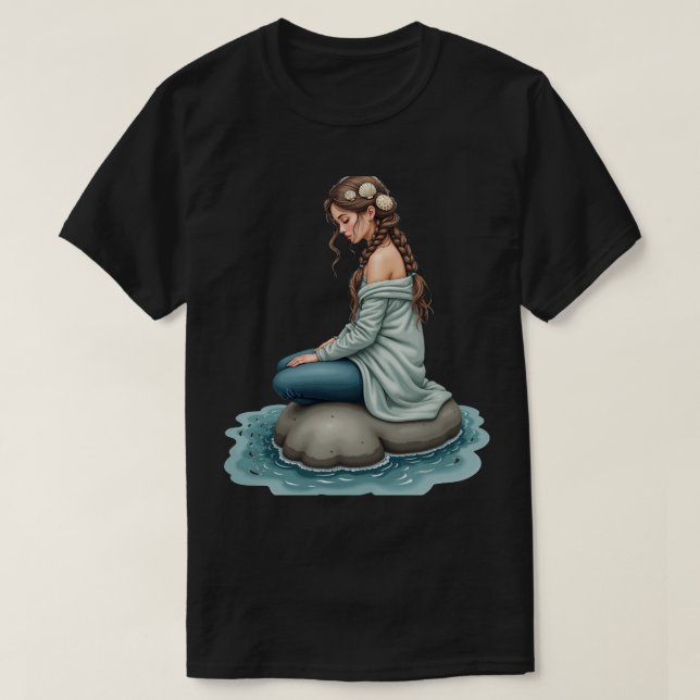T-shirt Selkie sur les rochers (Design devant)