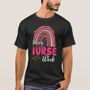 T-shirt Semaine de l'infirmière heureuse arc-en-ciel léopa