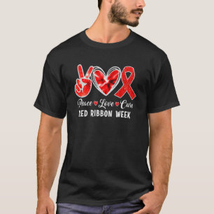 T-shirt Semaine du Ruban Rouge Paix Amour Guérison Sensibi
