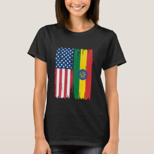 T-shirt Semi-américain Drapeau Roots USA Éthiopie