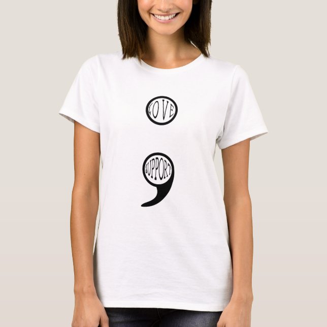 T-shirt Semi-Colon Amour et support (Devant)
