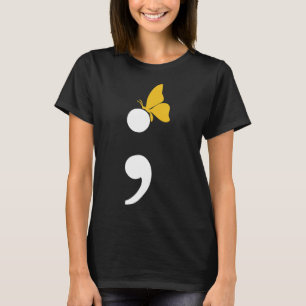 T-shirt Semicolon Butterfly Suicide Prévention de la dépre