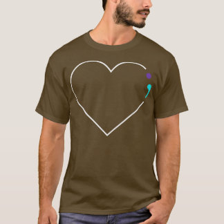 T-shirt Semicolon cardiaque Santé mentale Sensibilisation