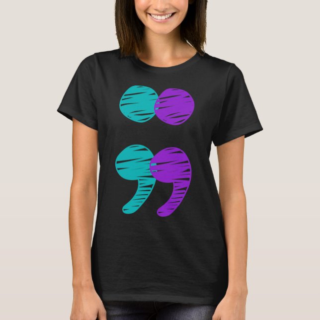 T-shirt Semicolon de sensibilisation à la prévention du su (Devant)