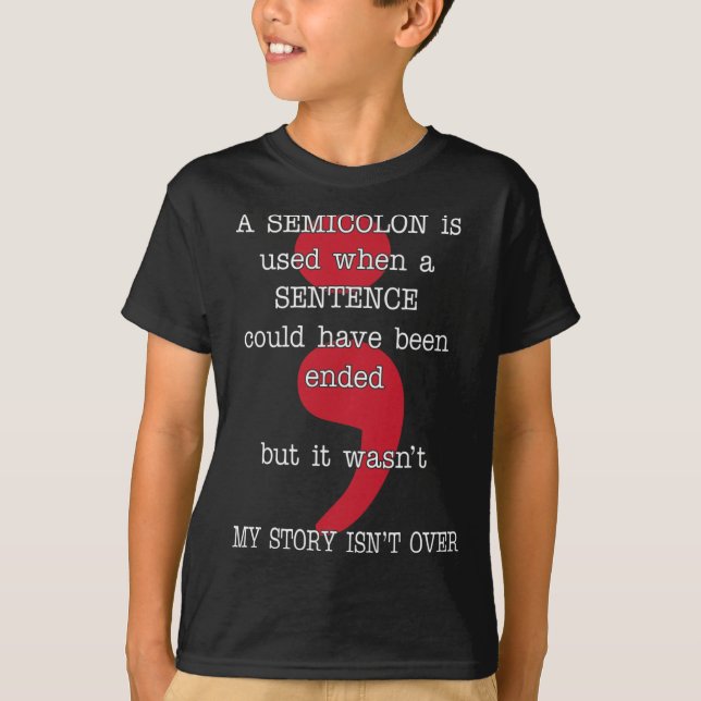 T-shirt Semicolon Prévention du suicide Sensibilisation Mo (Devant)