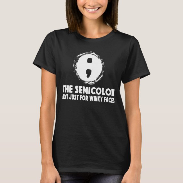 T-shirt Semicolon Winky Face à la grammaire (Devant)