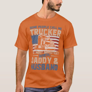 T-shirt Semiruck Conducteurrucker Papa Mari US Drapeau Amé