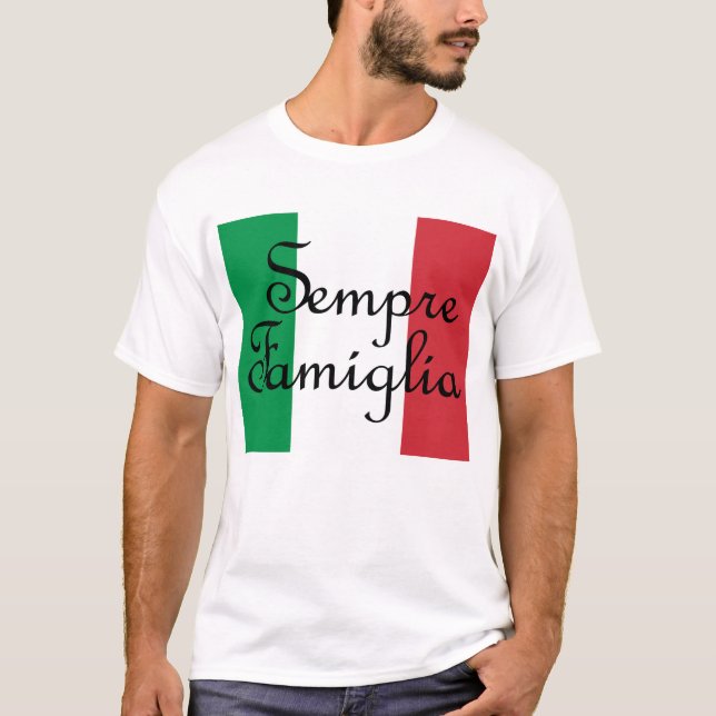 T-shirt Sempre Famiglia et couleurs du drapeau italien (Devant)