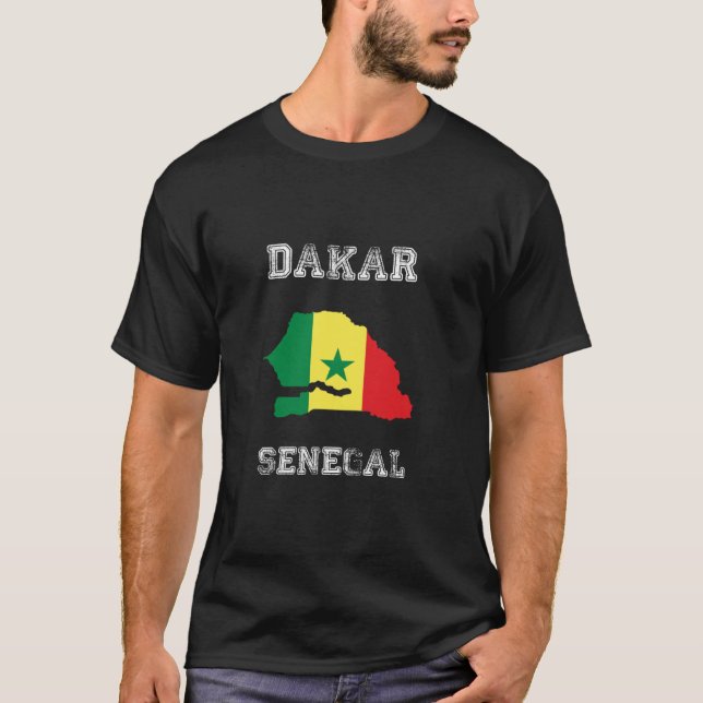 T-shirt Sénégal Distressed Drapeau Dakar Fierté Long Sleev (Devant)