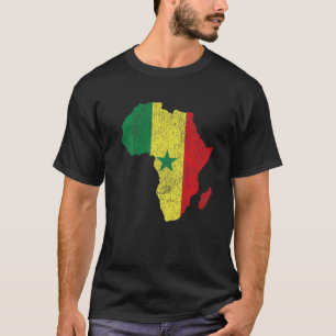 T-shirt Sénégal Drapeau Afrique Continent Silhouette Cadea