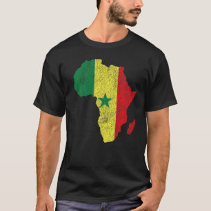 T-shirt Sénégal Drapeau Afrique Continent Silhouette Cadea
