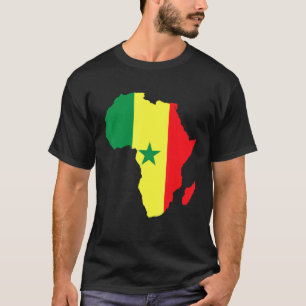 T-shirt Sénégal Drapeau Afrique Continent Silhouette Pour 