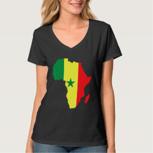 T-shirt Sénégal Drapeau Afrique Continent Silhouette Pour 