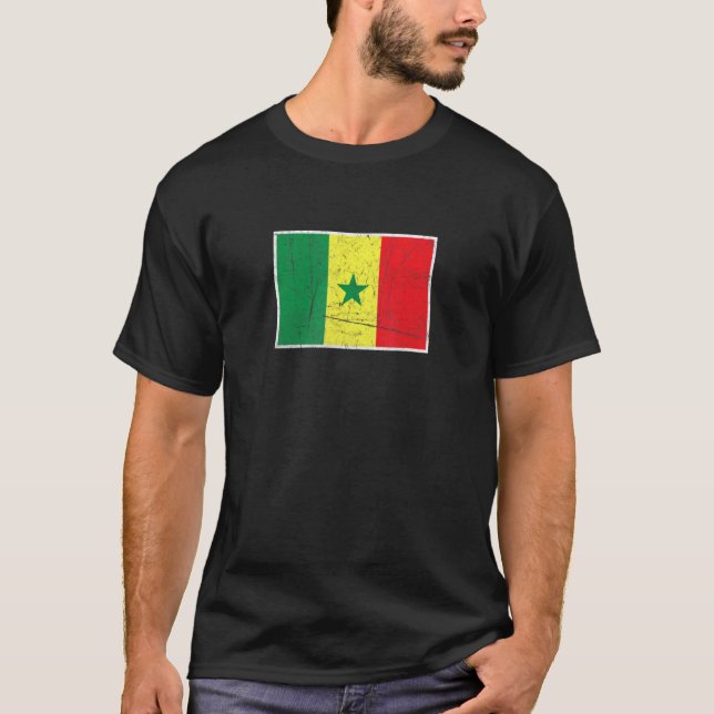 T-shirt Sénégal Drapeau Avec Colo National Sénégalais Vint (Devant)