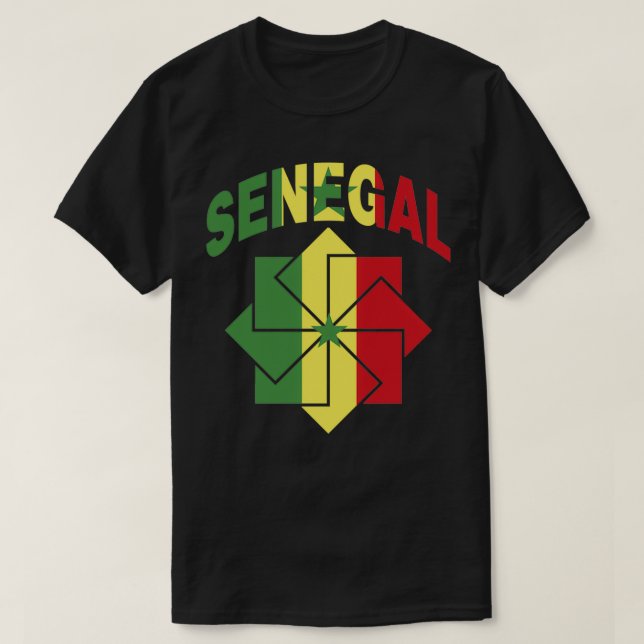 T-shirt Sénégal Drapeau coupé à l'intérieur d'un ornement (Design devant)